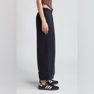 EUC Free People | After Love Roll Cuff Wide Leg Pants | Black | Size Medium